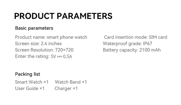 8GB+128GB RAM 5G/4G Android 9.0 Smart Watch 2.4 inch AMOLED 2100mah Battery 1000W Camera GPS WIFI Google APP Download Smartwatch