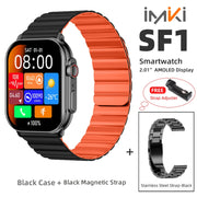 IMIKI SF1 Smart Watch 2.01" AMOLED Display 1000nits BT Calling 100+ Sports Modes IP68 Business Fashion Modeling Metal Case