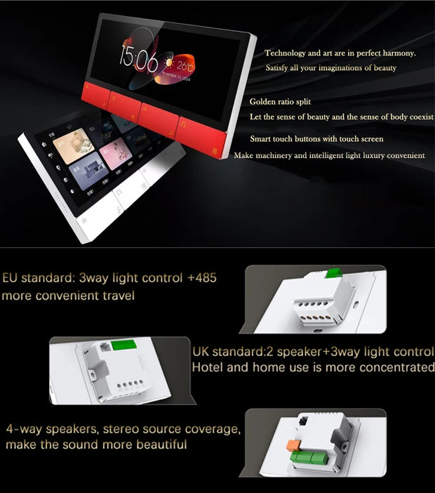 2025 Popular New type Tuya Smart Control Panel Zigbee Gateway With EU and UK For Smart Life Relay Music System Wall Amplifier