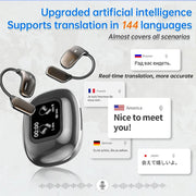 UYUXIO AI Translating Earphone OWS Real Time Translation Earbuds with 144 Languages Ear Buds with LCD Touch Screen Headphone
