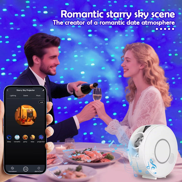 Starry Sky Projector Night Light With Speaker Smart Tuya WiFi APP Control Night Lights LED Star Projector For Bedroom Decor