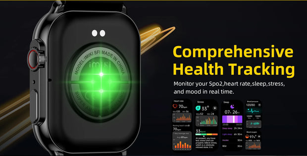 IMIKI SF1 Smart Watch 2.01" AMOLED Display 1000nits BT Calling 100+ Sports Modes IP68 Business Fashion Modeling Metal Case