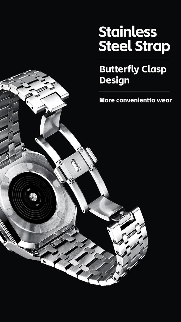 2024 Luxury Stainless Steel Watch Band for Apple Watch Series Ultra 49mm  Smart Watch Case with Stylish Strap