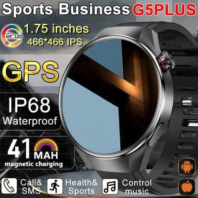 2025 New Sports Business Watch G5 PlUS Smart Watch Men 1.75"HD AMOLED Screen GPS track Heart Rate Compass Voice Call Smart Watch