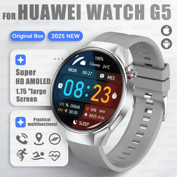 2025 New Sports Business Watch G5 PlUS Smart Watch Men 1.75"HD AMOLED Screen GPS track Heart Rate Compass Voice Call Smart Watch