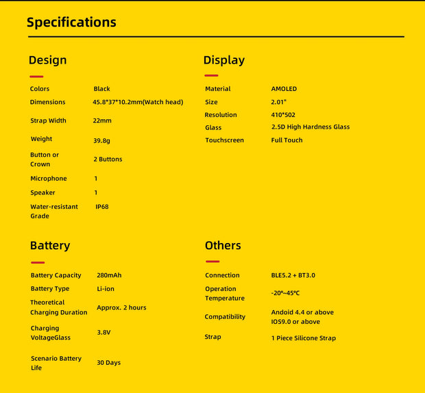 IMIKI SF1 Smart Watch 2.01" AMOLED Display 1000nits BT Calling 100+ Sports Modes IP68 Business Fashion Modeling Metal Case