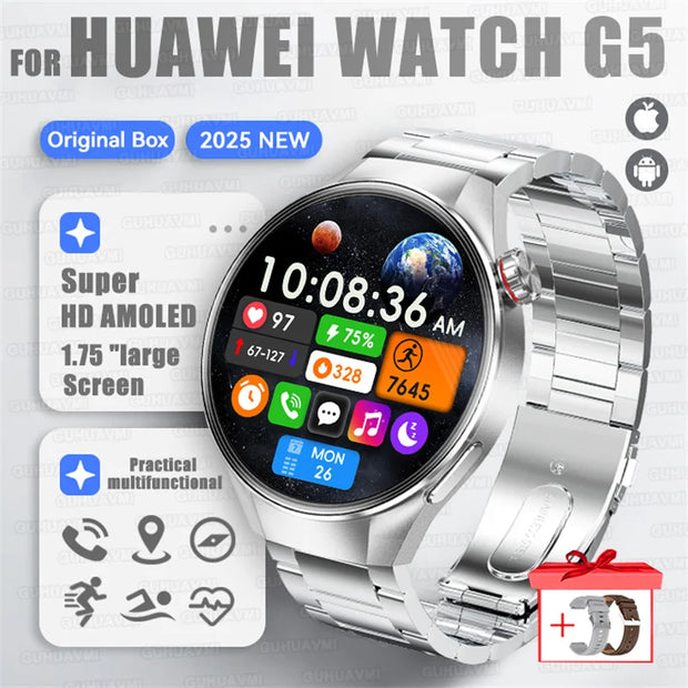 2025 New Sports Business Watch G5 PlUS Smart Watch Men 1.75"HD AMOLED Screen GPS track Heart Rate Compass Voice Call Smart Watch