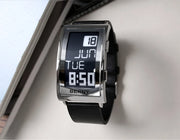 Electronic Digital Watch for Men Fitness Ink Wristwatch Stainless Steel Case Leather Strap 3ATM Waterproof Men Sport Watch Ink