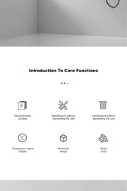 Luxury gun gray brass shower system intelligent LED digital display design, wall mounted dual control cold & hot 4-function Tap