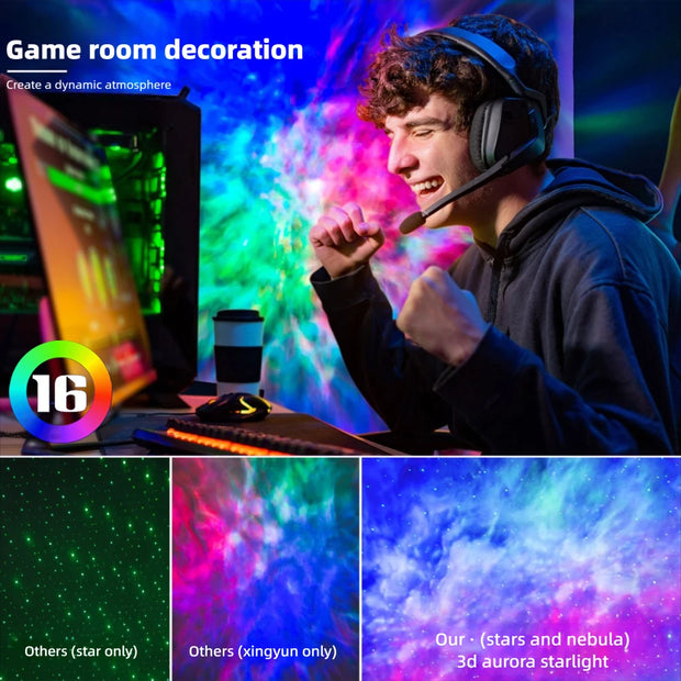 Starry Sky Projector Night Light With Speaker Smart Tuya WiFi APP Control Night Lights LED Star Projector For Bedroom Decor