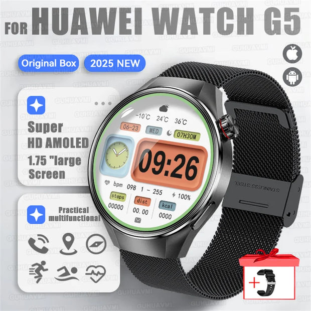 2025 New Sports Business Watch G5 PlUS Smart Watch Men 1.75"HD AMOLED Screen GPS track Heart Rate Compass Voice Call Smart Watch
