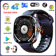 8GB+128GB RAM 5G/4G Android 9.0 Smart Watch 2.4 inch AMOLED 2100mah Battery 1000W Camera GPS WIFI Google APP Download Smartwatch