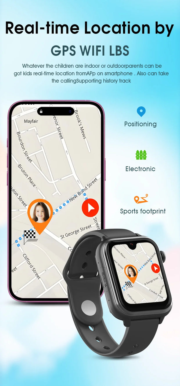 Wonlex KT37 GPS Smart Watch Kids AI Voice Assistant WiFi Location Tracker Video Call Heart Rate Monitoring Children Smart Watch