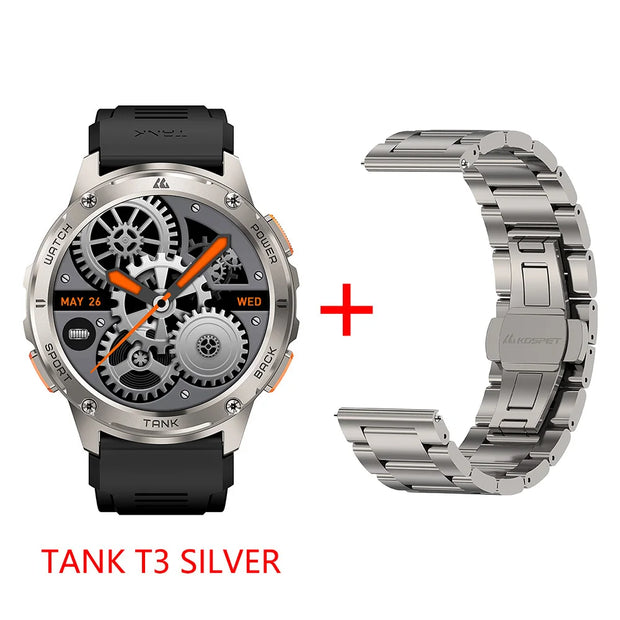 2024 KOSPET TANK T3 Smart Watch For Men 500mAh 60Days Battery IP69K 5ATM Waterproof AMOLED Bluetooth Call Military Men's Watches
