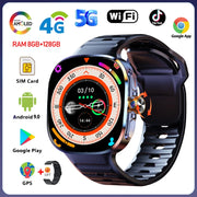 8GB+128GB RAM 5G/4G Android 9.0 Smart Watch 2.4 inch AMOLED 2100mah Battery 1000W Camera GPS WIFI Google APP Download Smartwatch
