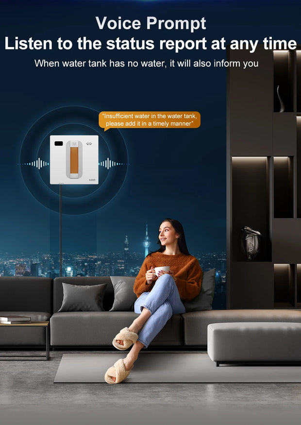 Window Vacuum Robot Cleaner ABIR WD8, Dual Ultrasonic Spray, AI intelligent Wipping, Updated Laser,Smart Home Glass Wall Washing