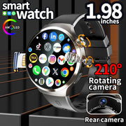 New Android 13.0 Dual System Smartwatch 4G Wifi GPS Smart Watch 210° Rotary Camera Heart rate Blood pressure Sim Card Gobal Call