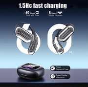 UYUXIO AI Translating Earphone OWS Real Time Translation Earbuds with 144 Languages Ear Buds with LCD Touch Screen Headphone