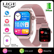 LIGE 2025 New ECG+PPG AI Healthy Diagnose Smart Watch Men Women Blood Lipid Uric Acid Female Menstrual Health Tracker Smartwatch