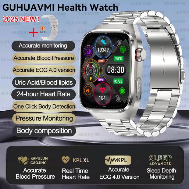 2025 New For Xiaomi Five organ examination Smart Watch Men ECG+PPG Uric Acid Blood Fat Bluetooth Call Sports Health Smartwatches