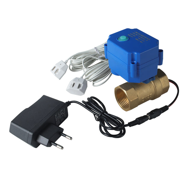 1/2"(DN15) 3/4"(DN20) 1" (DN25) Brass Water Valve with 2pc 6-Meter Water Sensor for Home Alarm Security Protection