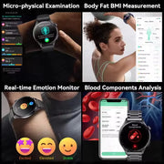 2025 New Health Analysis ECG+PPG Smart Watch Body Fat Uric Acid Blood Pressure Heart Rate Tracker NFC Smartwatch For Android IOS