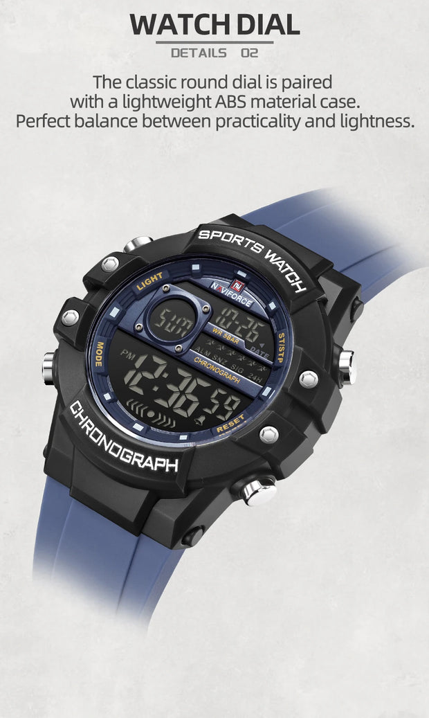 New NAVIFORCE Multi Functional Men's Watches Gas phase Digital Display Screen Silicone Strap Boy's Electronic Sports Male Clocks