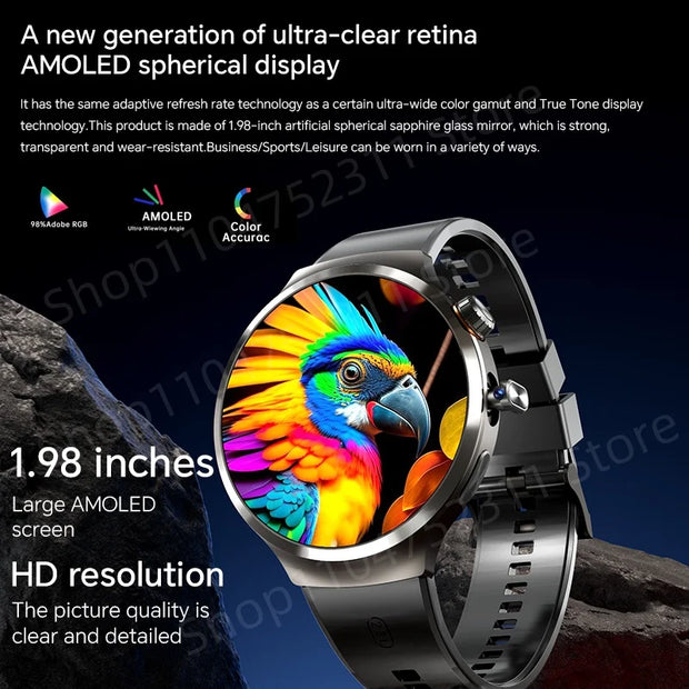 New Android 13.0 Dual System Smartwatch 4G Wifi GPS Smart Watch 210° Rotary Camera Heart rate Blood pressure Sim Card Gobal Call