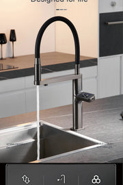 Luxury gun gray kitchen faucet intelligent touch digital display design Dual control cold & hot filtering water sensing sink Tap