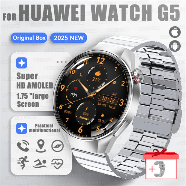 2025 New Sports Business Watch G5 PlUS Smart Watch Men 1.75"HD AMOLED Screen GPS track Heart Rate Compass Voice Call Smart Watch
