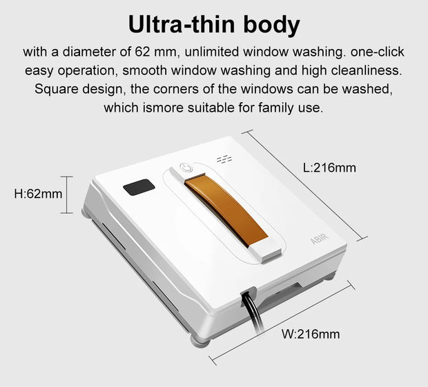 Window Vacuum Robot Cleaner ABIR WD8, Dual Ultrasonic Spray, AI intelligent Wipping, Updated Laser,Smart Home Glass Wall Washing