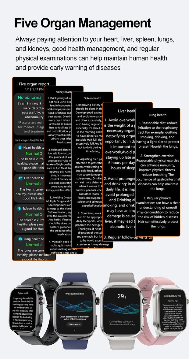 2025 New For Xiaomi Five organ examination Smart Watch Men ECG+PPG Uric Acid Blood Fat Bluetooth Call Sports Health Smartwatches