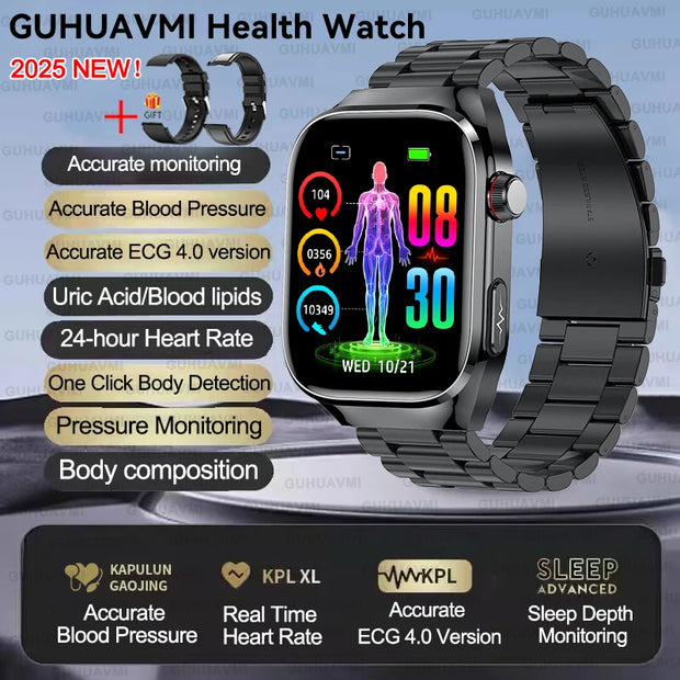 2025 New For Xiaomi Five organ examination Smart Watch Men ECG+PPG Uric Acid Blood Fat Bluetooth Call Sports Health Smartwatches