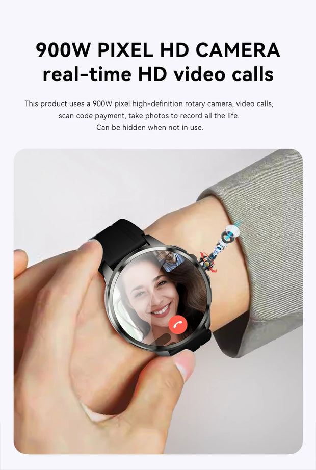 4G/5G Full Network Smart Watch 720*720 AMOLED Screen 900W Pixel Video Call 8GB+128GB RAM 2100 mAh WIFI GPS Google APP Smartwatch