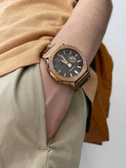 Digital Sports Electronic Unisex Watch Full Function LED Alloy Large Dial World Time Steel Strap GMB Oak Series