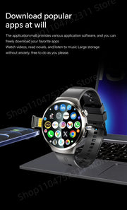 New Android 13.0 Dual System Smartwatch 4G Wifi GPS Smart Watch 210° Rotary Camera Heart rate Blood pressure Sim Card Gobal Call