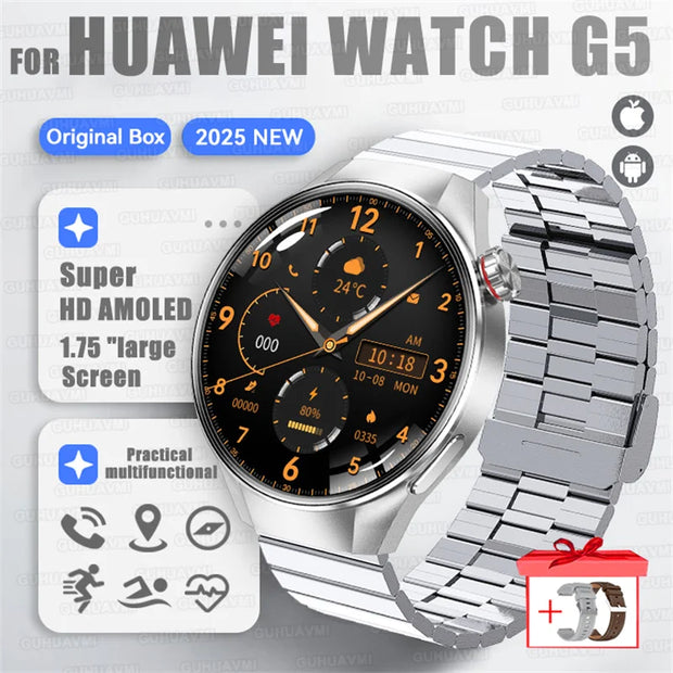 2025 New Sports Business Watch G5 PlUS Smart Watch Men 1.75"HD AMOLED Screen GPS track Heart Rate Compass Voice Call Smart Watch