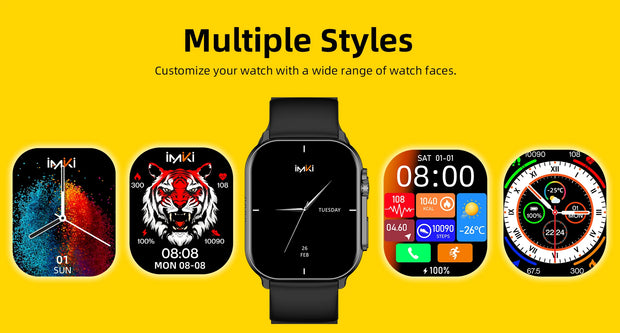 IMIKI SF1 Smart Watch 2.01" AMOLED Display 1000nits BT Calling 100+ Sports Modes IP68 Business Fashion Modeling Metal Case