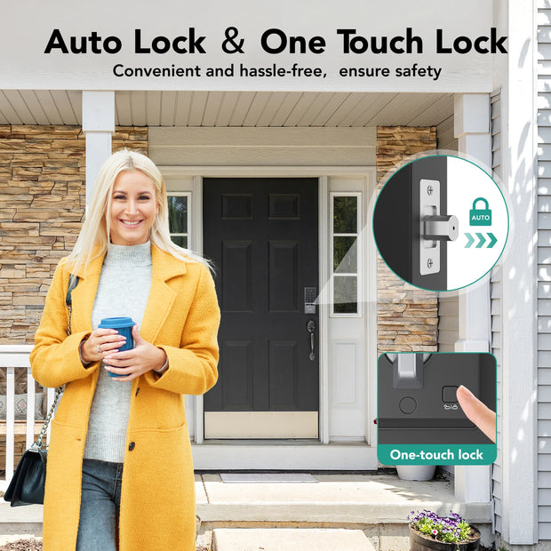 Smart Lock, Fingerprint Keyless Entry Door Lock with Doorbell, Electronic Deadbolt with App Control, Waterproof, with Bluetooth