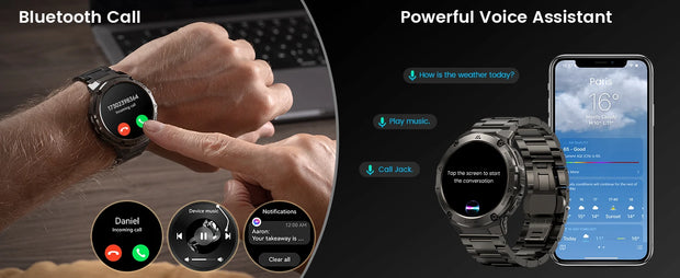 HIDAMEL T3E GPS Smart Watch For Men Compass Altimeter Altitude Stainless Steel Shell 5ATM IP69K Waterproof 470mAh AMOLED Watches