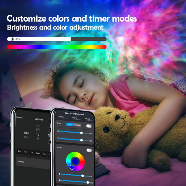 Starry Sky Projector Night Light With Speaker Smart Tuya WiFi APP Control Night Lights LED Star Projector For Bedroom Decor