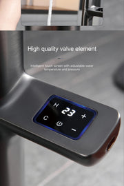 Luxury gun gray kitchen faucet intelligent touch digital display design Dual control cold & hot filtering water sensing sink Tap