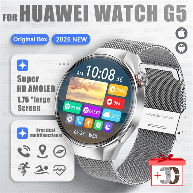 2025 New Sports Business Watch G5 PlUS Smart Watch Men 1.75"HD AMOLED Screen GPS track Heart Rate Compass Voice Call Smart Watch