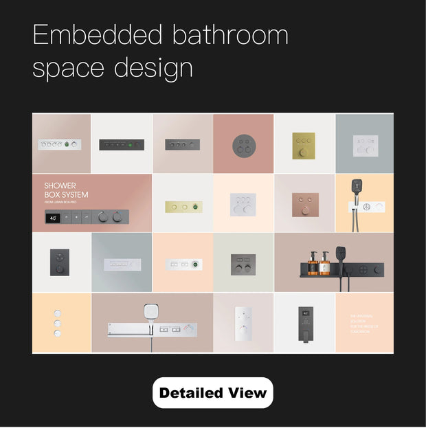 Luxury gun gray brass shower system intelligent LED digital display design, wall mounted dual control cold & hot 4-function Tap