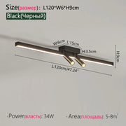 Modern LED Line Ceiling Lamp modern Living Room Dining Room Master Bedroom Study Fixture Gold Black Ceiling Lights Illumination