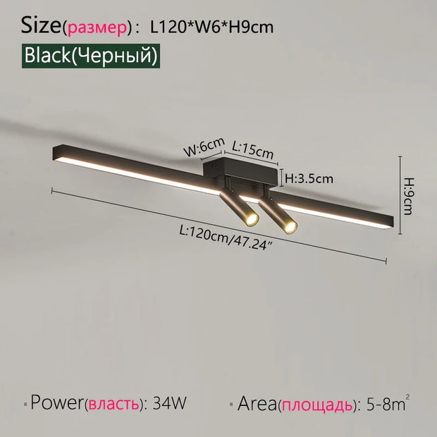 Modern LED Line Ceiling Lamp modern Living Room Dining Room Master Bedroom Study Fixture Gold Black Ceiling Lights Illumination