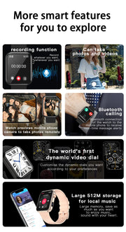 New Smart Watch Women Men Camera Take Photo Record Video Heart rate Sports Fitness Waterproof Bluetooth Call For Android iOS