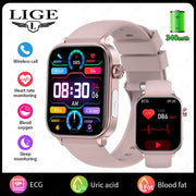 LIGE 2025 New ECG+PPG AI Healthy Diagnose Smart Watch Men Women Blood Lipid Uric Acid Female Menstrual Health Tracker Smartwatch