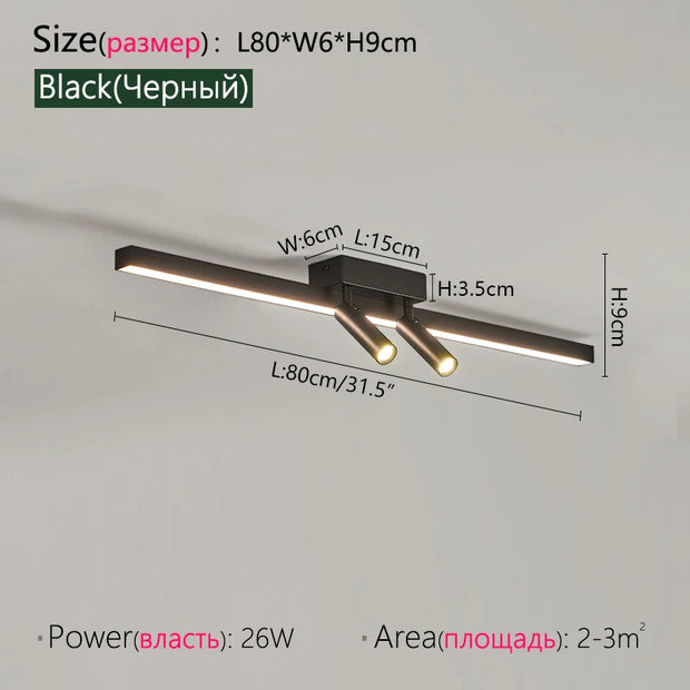 Modern LED Line Ceiling Lamp modern Living Room Dining Room Master Bedroom Study Fixture Gold Black Ceiling Lights Illumination
