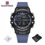 New NAVIFORCE Multi Functional Men's Watches Gas phase Digital Display Screen Silicone Strap Boy's Electronic Sports Male Clocks